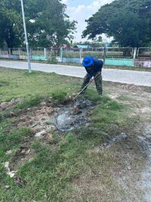 ออกทำการซ่อมแซมท่อน้ำปะปาที่ชำรุด ตรวจสอบจุดรั่วของท่อ